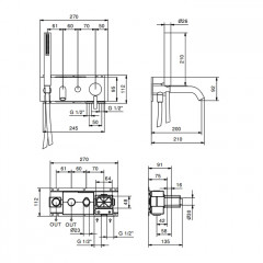 Fantini Nostromo Смеситель для ванны, встраиваемый, (наружняя часть), цвет: черный матовый
