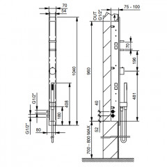 Fantini Внутренняя часть термостатического смесителя для душа, 2 источника, 1/2"
