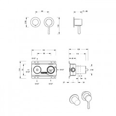 FANTINI Внутренняя часть смесителя для душа, переключатель на 3 источника, 1/2"