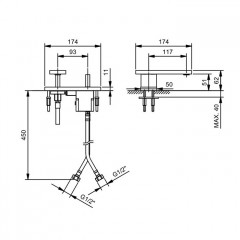 Fantini AK/25 Смеситель для раковины, 1 отв., без донного клапана, излив 117мм, поворотный, цвет: Matt Gun Metal PVD