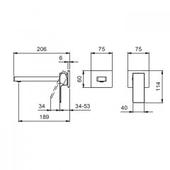 Fantini Mint Смеситель для раковины, встраиваемый, на 2 отв, без донного клапана, излив 190мм (наружняя часть), цвет: хром