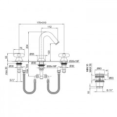 Fantini I Balocchi Смеситель для раковины, 3 отв., c нажимн. донным клапаном, излив 115мм,цвет: белый матовый