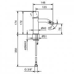 Fantini Nostromo Смеситель для биде, 1 отв., без донного клапана, цвет Matt Gun Metal PVD