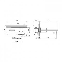 FANTINI Термостат для душа встраиваемый, с перекл. на 3 положения, горизонтальная установ, внешняя часть, цвет: черный матовый
