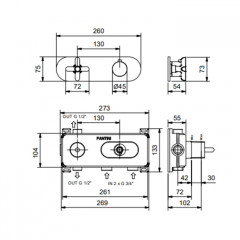 Fantini Icona Classic Встраиваемый термостат для душа на 2 источника, 3/4", (наружняя часть), цвет: Matt Gun Metal PVD