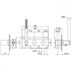 Fantini Внутренняя часть смесителя для душа, переключатель на 2 источника, 1/2"
