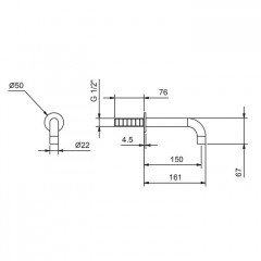 Fantini Fontane Bianche Излив смесителя для раковины, настенный, цвет: Matt Gun Metal PVD