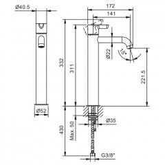Fantini Icona Classic Смеситель для раковины, 1 отв., без донного клапана, излив 140мм, цвет: хром