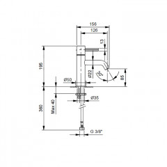 Fantini AF/21 Смеситель для раковины, 1 отв., без донного клапана, излив 126мм, цвет: матовая натуральная сталь