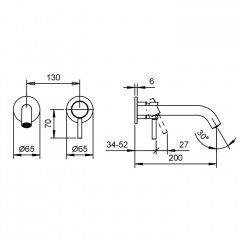 Fantini Nostromo Смеситель для раковины, встраиваемый, на 2 отв, без донного клапана, излив 200мм (наружняя часть), цвет: Матовая натуральная сталь