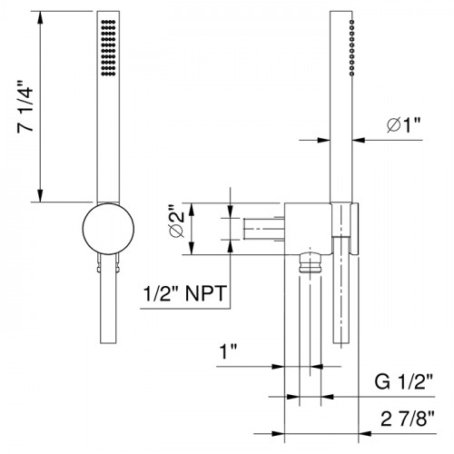 Fantini AF/21 Душевой набор: вывод воды 1/2", шланг 150 см, ручная лейка FIT, держатель для лейки, цвет: Matt British Gold PVD