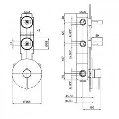 Fantini Venezia Встраиваемый термостат для душа на 2 источника, 3/4'' (наружняя часть), цвет: хром