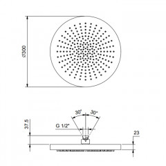 FANTINI Верхний душ 300 мм., цвет Deep Black PVD