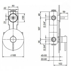 Fantini Внутренняя часть термостатического смесителя для душа, 2 источника, 3/4"