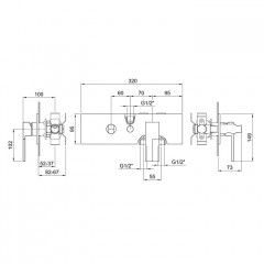 Fantini AR/38 Смеситель для душа, встраиваемый, на 2 источника, (наружняя часть), цвет: хром