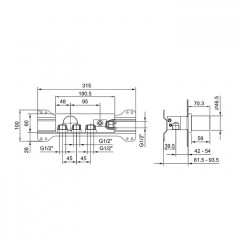 Fantini Venezia Смеситель для душа, встраиваемый, на 2 источника, (без ручки, наружняя часть), цвет: хром