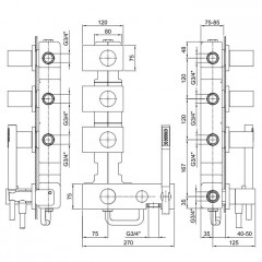 Fantini Milano Встраиваемый термостат для душа на 4 источника, 3/4'', (наружняя часть), цвет: хром