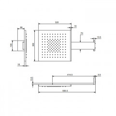 FANTINI ACQUAFIT Верхний душ 300х320 мм., с настенным держателем 414,5 мм., хромотерапия, внешняя часть, цвет черный матовый