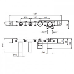 FANTINI Внутренняя часть смесителя для ванны, переключатель на 2 источника, 1/2"