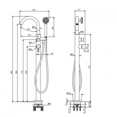 Fantini Icona Classic Смеситель напольный для ванны с ручной лейкой, цвет Matt Copper PVD
