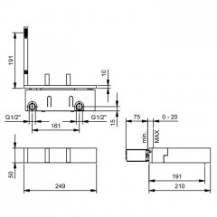 Fantini AK/25 Смеситель для раковины, настенный, излив 191мм, поворотный излив, цвет: Matt Gun Metal PVD
