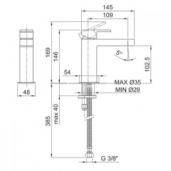Fantini Mare Смеситель для раковины, 1 отв., без донного клапана, излив 110мм, цвет: хром