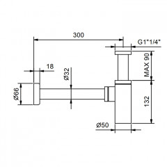Fantini AF/21и Сифон бутылочный 1'' 1/4 для раковины, хром