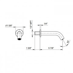 Fantini Nostromo Излив для ванны, настенный, отделка Матовая натуральная сталь