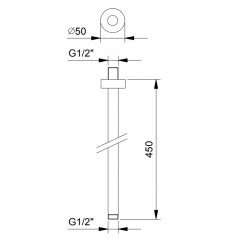 FANTINI Держатель верхнего душа 450 мм., потолочный монтаж, цвет Nickel PVD
