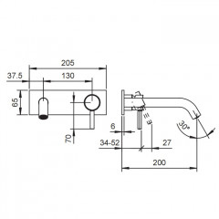 Fantini Nostromo Смеситель для раковины, встраиваемый, на 2 отв, без донного клапана, излив 200мм (наружняя часть), цвет: нержавеющая сталь