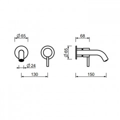 Fantini NOSTROMO SMALL Смесители встроенный для раковины на 2 отв, цвет: Матовая натуральная сталь (без внутренней части)