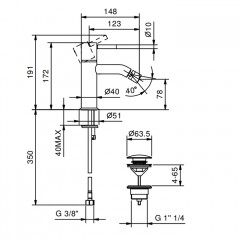 FANTINI NOSTROMO Смеситель для биде на 1 отв., цвет Matt Gun Metal PVD