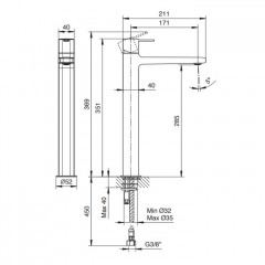 Fantini Lame Смеситель для раковины, 1 отв., без донного клапана, излив 170мм, цвет: хром