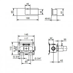 Fantini Mint Встраиваемый термост. смеситель для душа на 2 выхода,3/4", (наружняя часть), цвет: хром(без запорного вентиля)