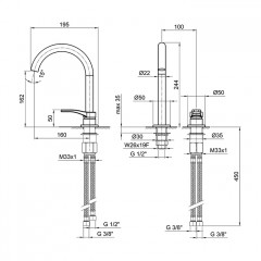 Fantini AL/23 Смеситель для раковины, 2 отв., без донного клапана, излив 160мм, цвет: хром