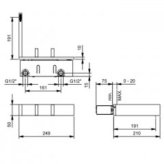 Fantini AK/25 Смеситель для раковины, встраиваемый, без донного клапана, излив 191мм, поворотный, (наружняя часть), цвет: Matt Gun Metal PVD