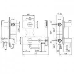 Fantini Milano Встраиваемый термостат для душа на 2 источника, 3/4'', (наружняя часть), цвет: Matt Gun Metal PVD