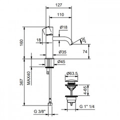 Fantini NOSTROMO SMALL Смесители для раковины на 1 отверстие , цвет: черный матовый