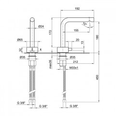 Fantini AF/21 Смеситель для раковины, 1 отв., без донного клапана, излив 155мм, цвет: матовая натуральная сталь
