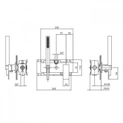 Fantini Mint Смеситель для душа, встраиваемый, на 2 источника, с ручн душем, (наружняя часть), цвет: хром