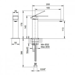 Fantini Mint Смеситель для раковины, 1 отв., без донного клапана, излив 165мм,, цвет: нержавеющая сталь