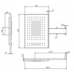Fantini Acquafit Верхний душ 30х45 см,светодиоды, хромотерапия,цвет Блестящая натуральная сталь