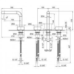 Fantini AF/21 Смеситель для раковины, 3 отв., без донного клапана, излив 155мм, цвет: хром