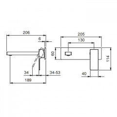 FANTINI MINT Смеситель для раковины, встраиваемый, на 2 отв, без донного клапана, излив 190мм (наружняя часть), цвет: хром
