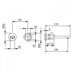 Fantini Lame Смеситель для раковины, встраиваемый, на 2 отв, без донного клапана, излив 150мм (наружняя часть), цвет: хром