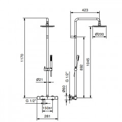 Fantini NOSTROMO Штанга для душа с внешней частью смесителя , цвет: черный матовый