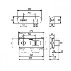Fantini Icona Classic Встраиваемый термостат для душа на 2 источника, 3/4", (наружняя часть), цвет: черный матовый