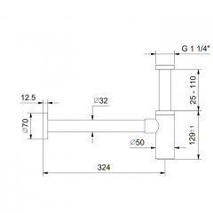 Fantini AF/21и Сифон бутылочный 1'' 1/4 для раковины, черный матовый