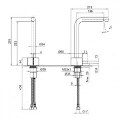 Fantini AF/21 Смеситель для раковины, 1 отв., без донного клапана, излив 155мм, цвет: хром