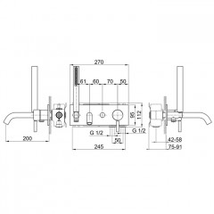 Fantini Nostromo Смеситель для ванны, встраиваемый, (наружняя часть), цвет: нержавеющая сталь